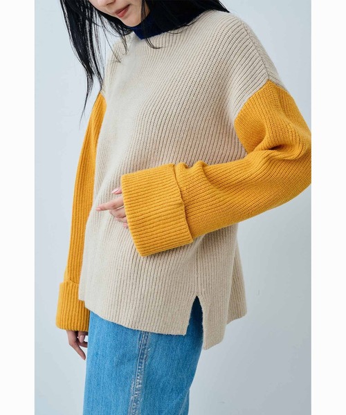 MEDE19F(メデジュウキュウ)の「MEDE19F ハイネックのトライカラーニット(ニット/セーター・レディース・グレー系その他/ベージュ系その他・M/L/LL)」の21枚目の写真