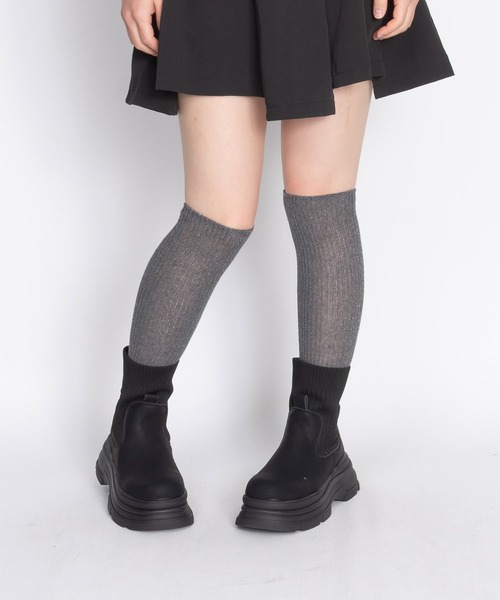 PG♡リブニットショートブーツ22.5 ニットドッキング 厚底 ショートブーツ / ソックスブーツ