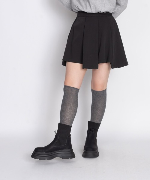 ニットドッキング 厚底 ショートブーツ / ソックスブーツ（ブーツ