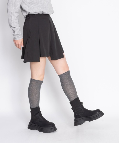 ニットドッキング 厚底 ショートブーツ / ソックスブーツ（ブーツ