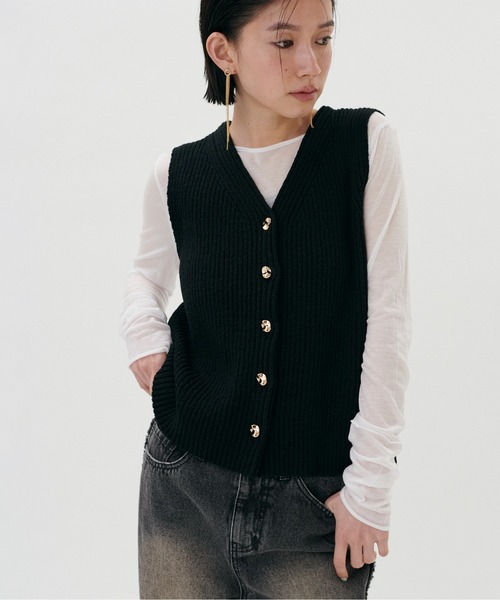 【新品タグ付き】テープヤーンニットベスト 新品タグ付き URBAN RESEARCH テープ ヤーンニットベスト FREE