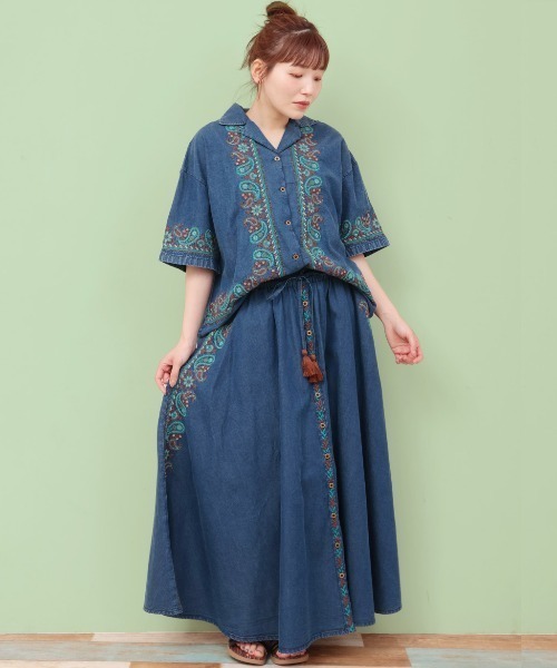 チチカカ(チチカカ)の「Rico ライトデニムペイズリー刺繍スカート(デニムスカート・レディース・ブルー/インディゴブルー・FREE)」の13枚目の写真