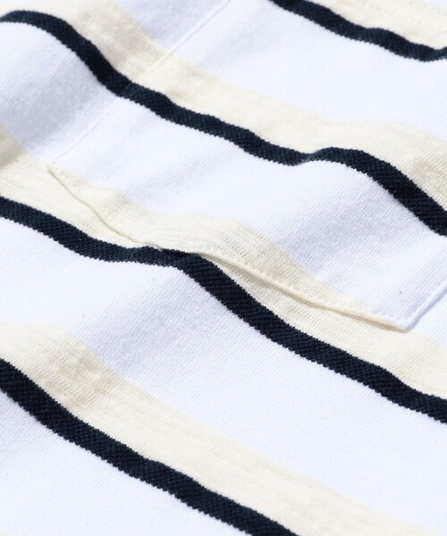 BEAMS PLUS（ビームスプラス）の「ストライプ ポケット Tシャツ（Tシャツ/カットソー・メンズ・ホワイト/オレンジ/ネイビー・SMALL/X-LARGE/MEDIUM/LARGE）」の9枚目の写真