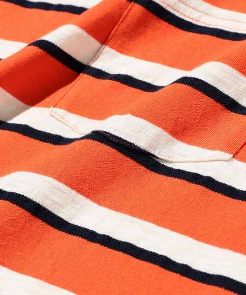 BEAMS PLUS（ビームスプラス）の「ストライプ ポケット Tシャツ（Tシャツ/カットソー・メンズ・ホワイト/オレンジ/ネイビー・SMALL/X-LARGE/MEDIUM/LARGE）」の16枚目の写真