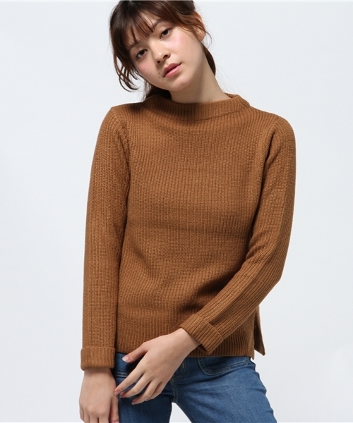 earth music&ecology（アースミュージックアンドエコロジー）の「ボトルネックニットプルオーバー（ニット/セーター・レディース・レンガ/キャメル/モスグリーン/アイボリー/ピンクベージュ/ネイビー・FREE）」の4枚目の写真