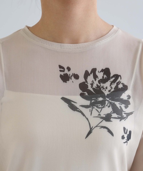 m*i様 フラワープリント 長袖トップス セール】フラワープリントシアー長袖トップス（シャツ/ブラウス