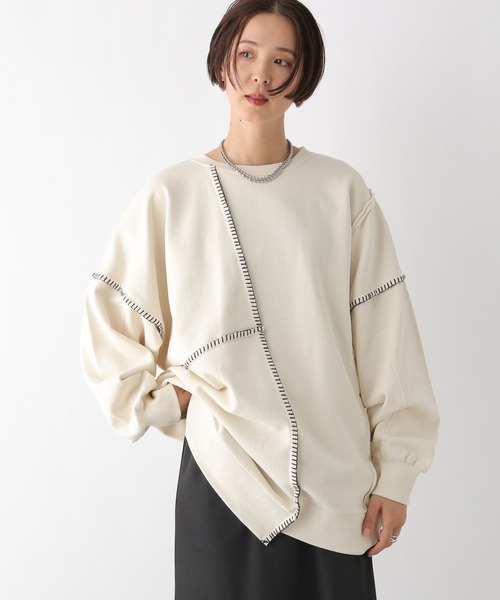 LEPSIM（レプシィム）の「リメイクステッチ裏毛チュニック　289679（ワンピース・レディース・ブラック/ブルー/チャコールグレー/アイボリー・FREE）」の2枚目の写真