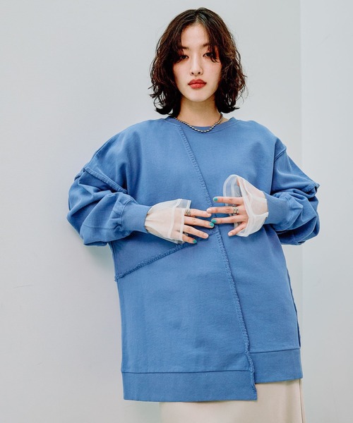 LEPSIM（レプシィム）の「リメイクステッチ裏毛チュニック　289679（ワンピース・レディース・ブラック/ブルー/チャコールグレー/アイボリー・FREE）」の17枚目の写真