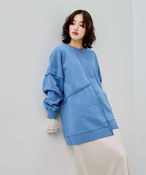 LEPSIM（レプシィム）の「リメイクステッチ裏毛チュニック　289679（ワンピース・レディース・ブラック/ブルー/チャコールグレー/アイボリー・FREE）」の20枚目の写真