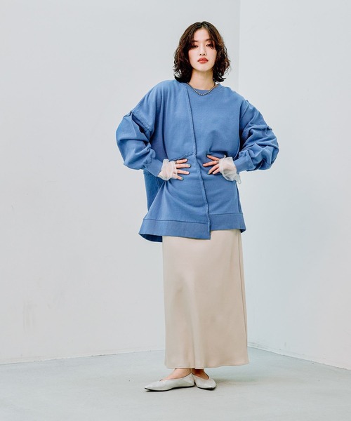 LEPSIM（レプシィム）の「リメイクステッチ裏毛チュニック　289679（ワンピース・レディース・ブラック/ブルー/チャコールグレー/アイボリー・FREE）」の21枚目の写真