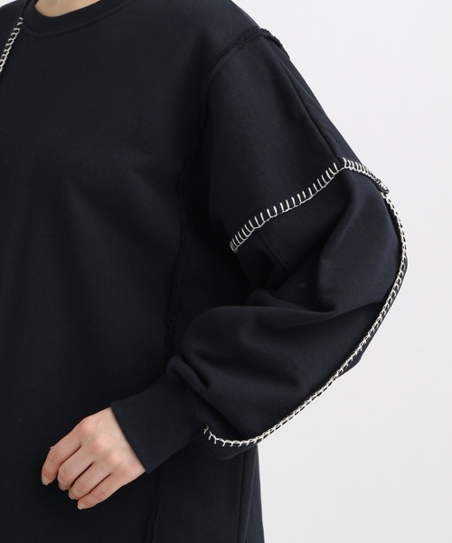 LEPSIM（レプシィム）の「リメイクステッチ裏毛チュニック　289679（ワンピース・レディース・ブラック/ブルー/チャコールグレー/アイボリー・FREE）」の14枚目の写真