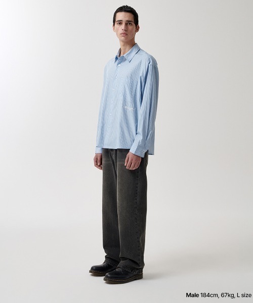 ブラウス シャツ 「mahagrid/マハグリッド」 COMFORT STRIPE SHIRT/ストライプシャツ レディース メンズ mahagrid/マハグリッド』 COMFORT STRIPE SHIRT/ストライプ