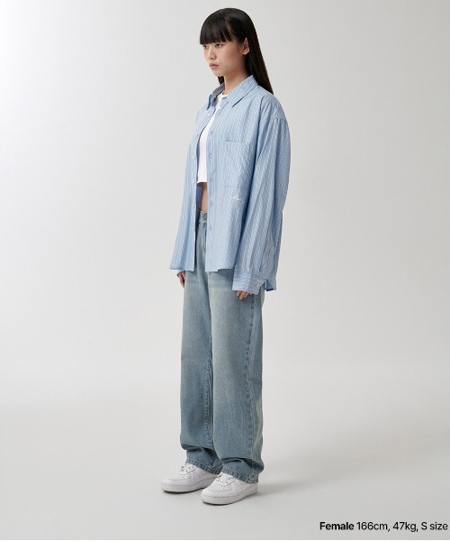 ブラウス シャツ 「mahagrid/マハグリッド」 COMFORT STRIPE SHIRT/ストライプシャツ レディース メンズ mahagrid/マハグリッド』 COMFORT STRIPE SHIRT/ストライプ
