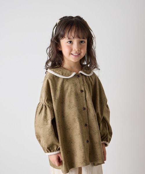 セール】コーデュロイ花柄プリントブラウス（シャツ/ブラウス