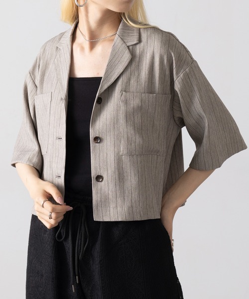 セール】【MAGASIN DE MODE Onjna】Back zipper shirt jacket