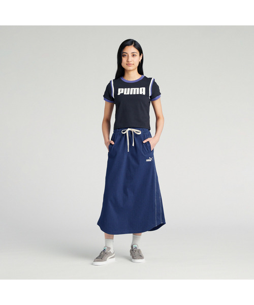 【PUMA】ウィメンズ CORE HERITAGE デニム ロング スカート プーマ PUMA レディース CORE HERITAGE デニム ライク ニット