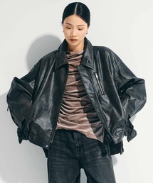 STUDIOUS(XefBIX)́ySTUDIOUS/XefBIXzFaux Leather Stand Collar Blouson/tFCNU[X^hJ[u](u])