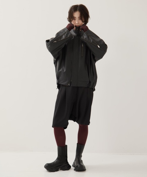 STUDIOUS/ステュディオス】Faux Leather Stand Collar Blouson