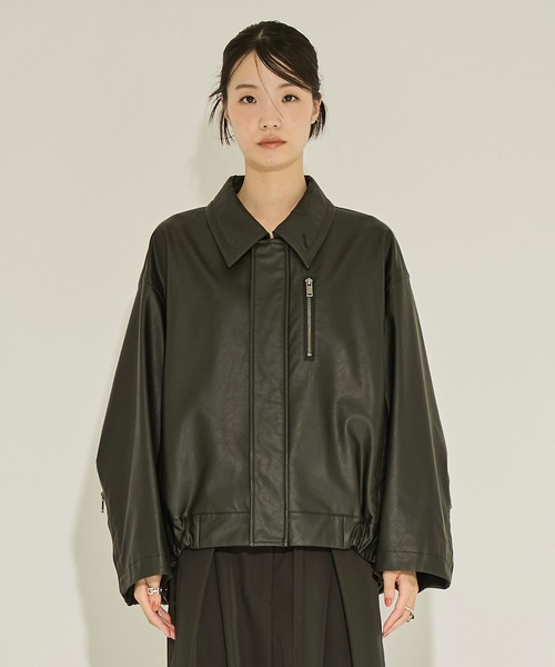 STUDIOUS/ステュディオス】Faux Leather Stand Collar Blouson