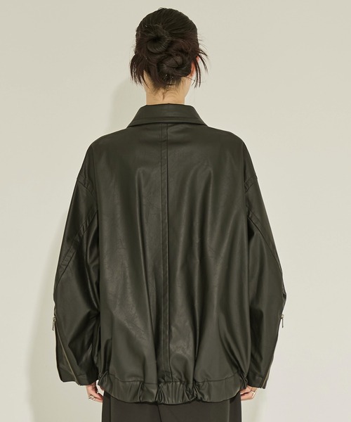 STUDIOUS/ステュディオス】Faux Leather Stand Collar Blouson