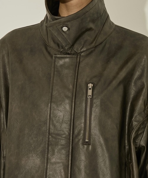 STUDIOUS(ステュディオス)の「【STUDIOUS/ステュディオス】Faux Leather Stand Collar Blouson/フェイクレザースタンドカラーブルゾン(ブルゾン・レディース・ブラウン/ブラック・FREE)」の22枚目の写真