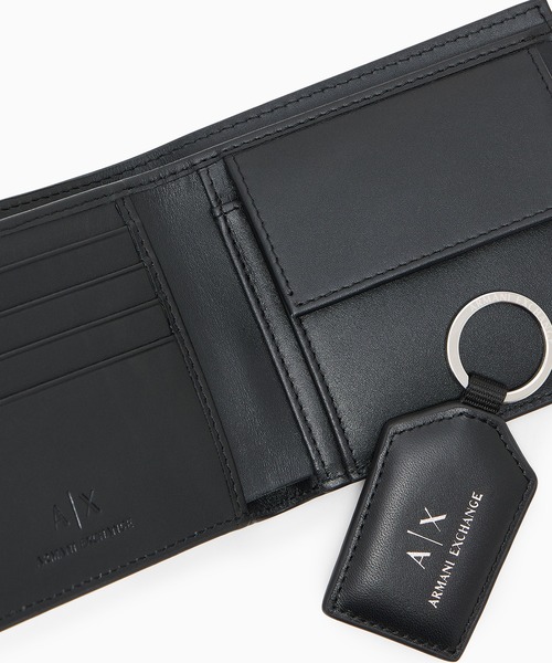Armani Exchange 二つ折り財布とキーリングセット A|X アルマーニ エクスチェンジ】二つ折りレザー財布