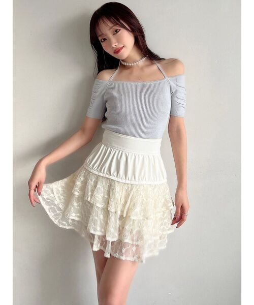 RESEXXY（リゼクシー）の「パールチョーカーニットトップス（ニット/セーター・レディース・ピンク/ブルー/ブラック・FREE）」の4枚目の写真