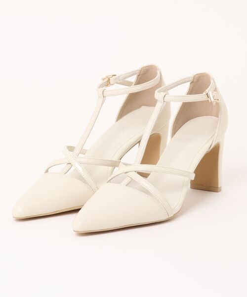 EDIT COLOGNE（エディットコロン）の「クロスTストラップパンプス（パンプス・レディース・ブラック/グレー/オフホワイト・23.0cm/23.5cm/24.0cm）」の2枚目の写真