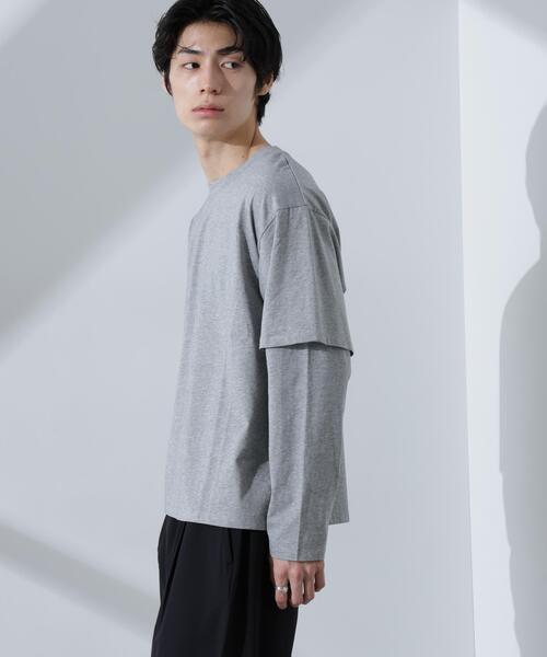 NANO universe(ナノユニバース)の「フェイクレイヤードTシャツ 長袖(Tシャツ/カットソー・メンズ・グレー/ブラック/ホワイト・L/M)」の3枚目の写真