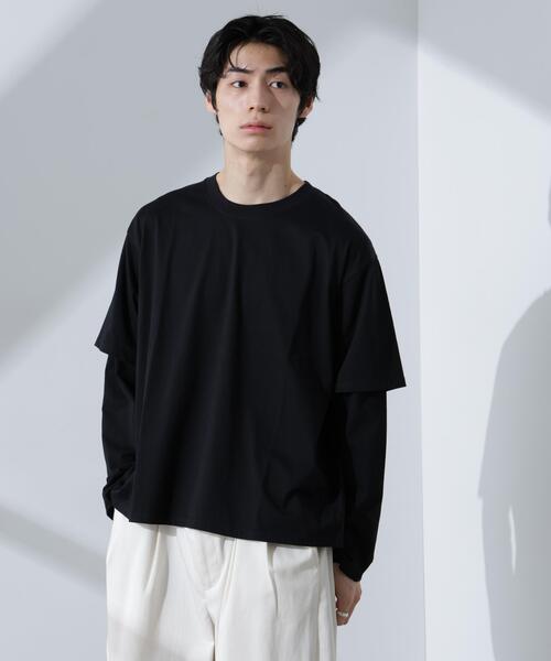 NANO universe(ナノユニバース)の「フェイクレイヤードTシャツ 長袖(Tシャツ/カットソー・メンズ・グレー/ブラック/ホワイト・L/M)」の1枚目の写真