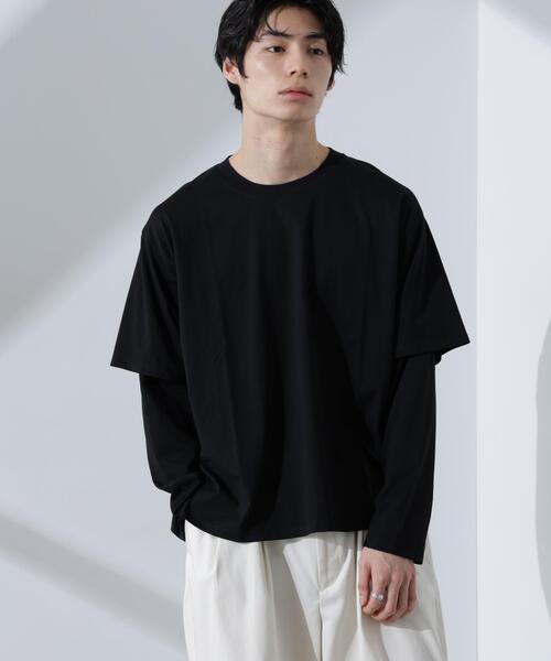 NANO universe(ナノユニバース)の「フェイクレイヤードTシャツ 長袖(Tシャツ/カットソー・メンズ・グレー/ブラック/ホワイト・L/M)」の4枚目の写真