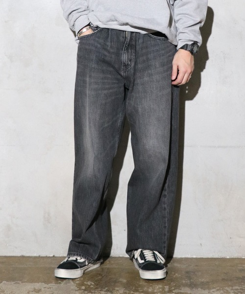 GUNG HO(ガンホー)の「GUNG HO / ガンホー DENIM BAGGY PANTS バギーデニムパンツ ユーズド加工 ケミカルウォッシュ(デニムパンツ・メンズ・ライトブルー/ブラック系その他/ブルー/ブラック・X-LARGE/MEDIUM/LARGE/SMALL/X-SMALL)」の2枚目の写真