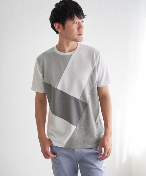 ikka(イッカ)の「【親子コーデ】ブロックスポンチ斜め切り替えTシャツ(Tシャツ/カットソー・メンズ・ブラック/グリーン/ホワイト/ネイビー・S/M/L/XL)」の10枚目の写真
