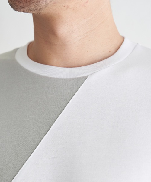 ikka(イッカ)の「【親子コーデ】ブロックスポンチ斜め切り替えTシャツ(Tシャツ/カットソー・メンズ・ブラック/グリーン/ホワイト/ネイビー・S/M/L/XL)」の13枚目の写真