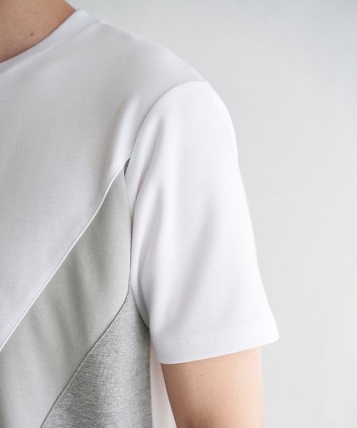 ikka(イッカ)の「【親子コーデ】ブロックスポンチ斜め切り替えTシャツ(Tシャツ/カットソー・メンズ・ブラック/グリーン/ホワイト/ネイビー・S/M/L/XL)」の14枚目の写真
