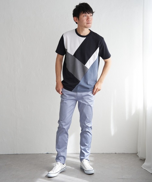 ikka(イッカ)の「【親子コーデ】ブロックスポンチ斜め切り替えTシャツ(Tシャツ/カットソー・メンズ・ブラック/グリーン/ホワイト/ネイビー・S/M/L/XL)」の19枚目の写真