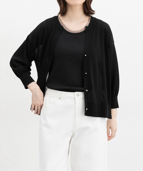 Honeys（ハニーズ）の「【ＵＶカット】チュール使いタンクトップ（タンクトップ・レディース・ホワイト/ライム/ブラック/ライトベージュ・L/LL/M/S）」の7枚目の写真