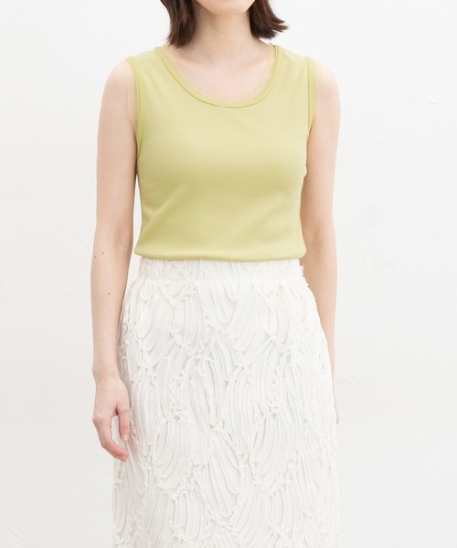 Honeys（ハニーズ）の「【ＵＶカット】チュール使いタンクトップ（タンクトップ・レディース・ホワイト/ライム/ブラック/ライトベージュ・L/LL/M/S）」の12枚目の写真