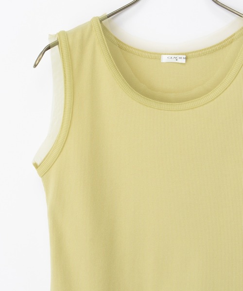 Honeys（ハニーズ）の「【ＵＶカット】チュール使いタンクトップ（タンクトップ・レディース・ホワイト/ライム/ブラック/ライトベージュ・L/LL/M/S）」の14枚目の写真