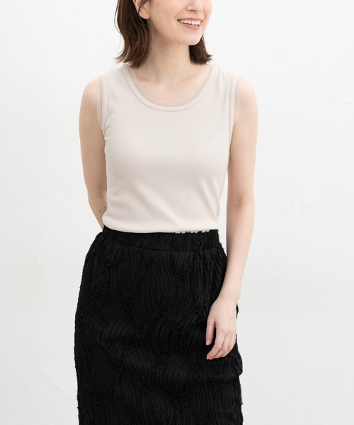 Honeys（ハニーズ）の「【ＵＶカット】チュール使いタンクトップ（タンクトップ・レディース・ホワイト/ライム/ブラック/ライトベージュ・L/LL/M/S）」の16枚目の写真