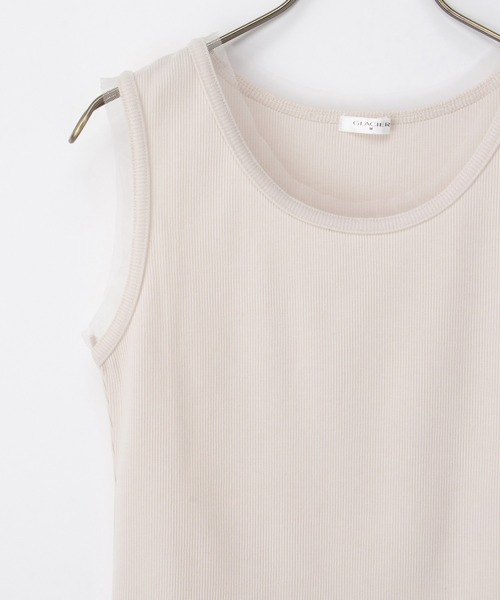 Honeys（ハニーズ）の「【ＵＶカット】チュール使いタンクトップ（タンクトップ・レディース・ホワイト/ライム/ブラック/ライトベージュ・L/LL/M/S）」の18枚目の写真