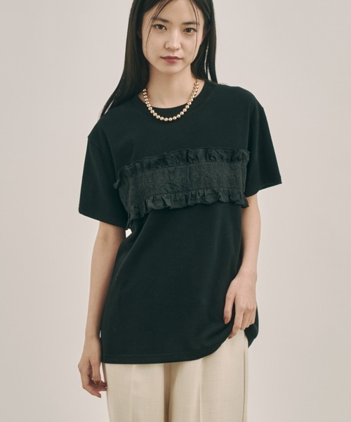 moi tytto（モイテュット）の「フリルデザインTシャツ（Tシャツ/カットソー・レディース・ブラック/ナチュラル/ベージュ・FREE）」の18枚目の写真