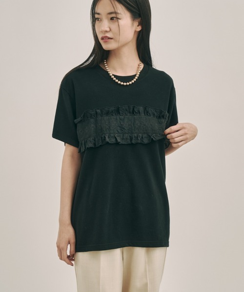 moi tytto（モイテュット）の「フリルデザインTシャツ（Tシャツ/カットソー・レディース・ブラック/ナチュラル/ベージュ・FREE）」の19枚目の写真