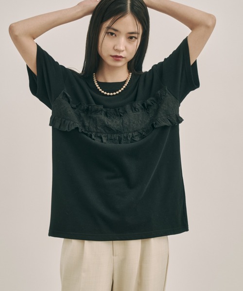 moi tytto（モイテュット）の「フリルデザインTシャツ（Tシャツ/カットソー・レディース・ブラック/ナチュラル/ベージュ・FREE）」の20枚目の写真