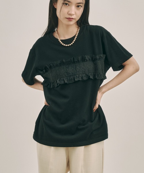 moi tytto（モイテュット）の「フリルデザインTシャツ（Tシャツ/カットソー・レディース・ブラック/ナチュラル/ベージュ・FREE）」の21枚目の写真