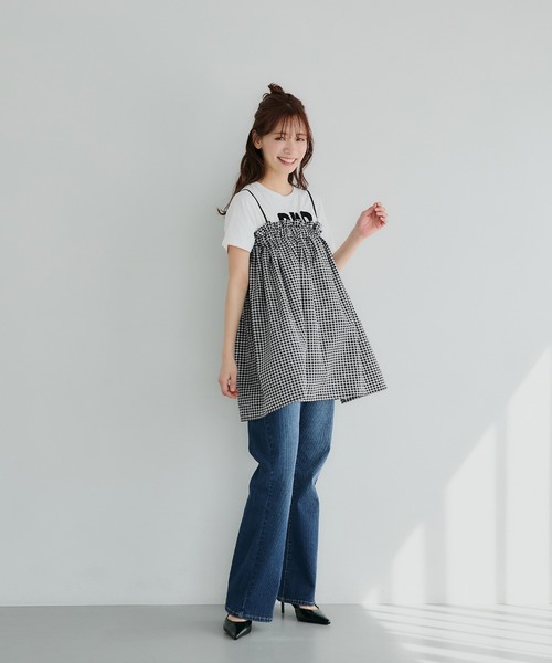 coca（coca）（コカ）の「【WEB限定セール】2way ギンガムチェックベアトップス（チューブトップ・レディース・ブラック・ONE SIZE）」の13枚目の写真