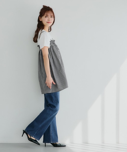 coca（coca）（コカ）の「【WEB限定セール】2way ギンガムチェックベアトップス（チューブトップ・レディース・ブラック・ONE SIZE）」の10枚目の写真