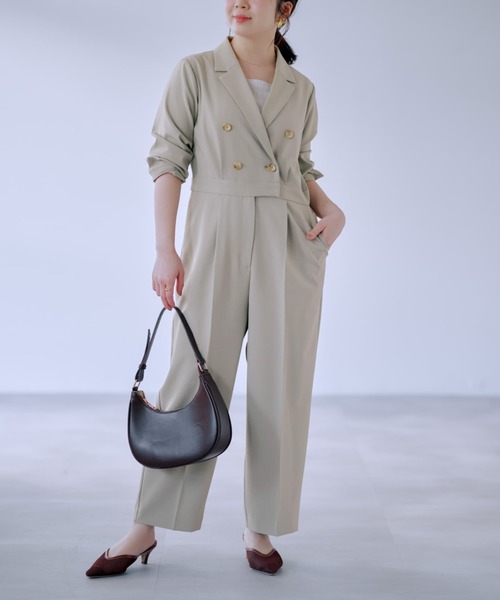 COHINA(コヒナ)の「ジャケットライクオールイワン 【低身長・小柄女性】(つなぎ/オールインワン・レディース・グレー/ベージュ/ネイビー・SHORT/REGULAR)」の2枚目の写真