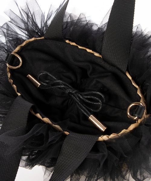 kakatoo（カカトゥ）の「カカトゥ kakatoo / チュールフリンジミニ2wayカゴバッグ（かごバッグ・レディース・ブラック/グレー/ブラウン・FREE）」の6枚目の写真