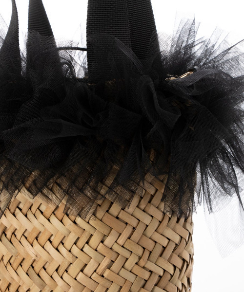 kakatoo（カカトゥ）の「カカトゥ kakatoo / チュールフリンジミニ2wayカゴバッグ（かごバッグ・レディース・ブラック/グレー/ブラウン・FREE）」の8枚目の写真